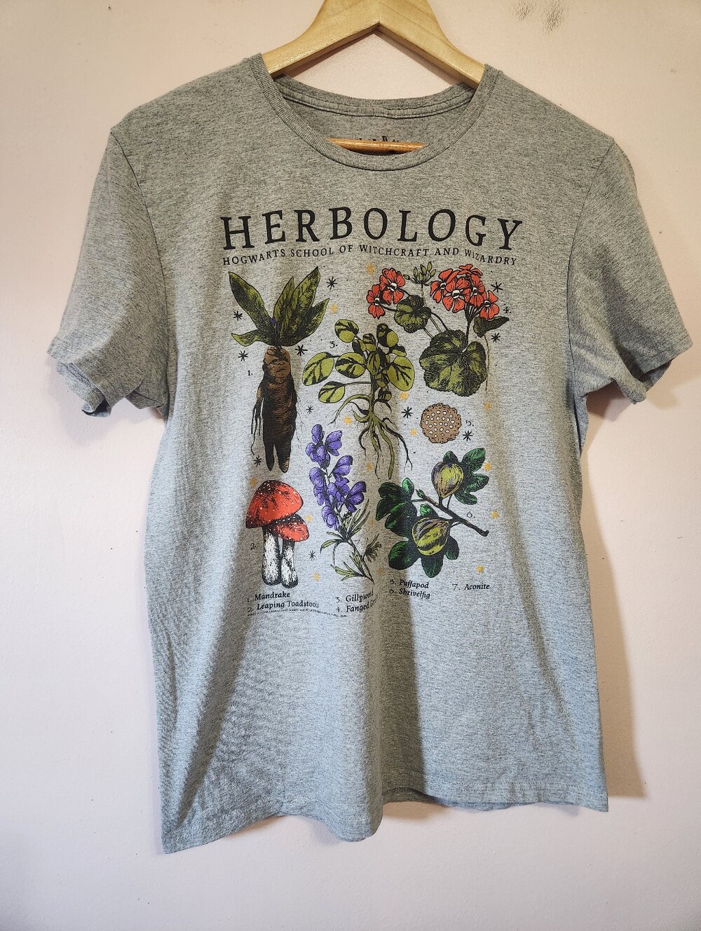 Harry Potter Herbology Graphic T-Shirt Hogwarts Botanical Witchcore Tee Medium